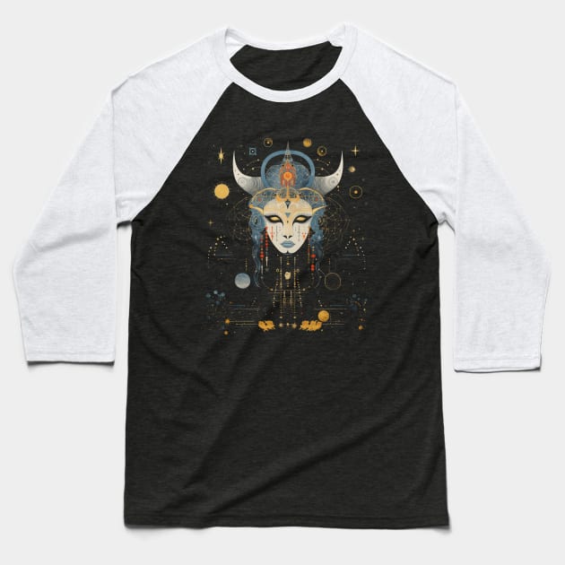 Freyja Norse Goddess Art Nouveau Surreal Goth Tattoo Art Baseball T-Shirt by We Anomaly